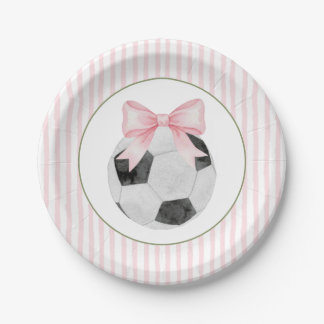 Assiettes En Carton Pink Stripe Soccer