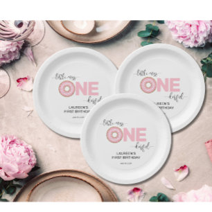 Assiettes En Carton Pink Sweet Little MI 1er anniversaire