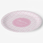 Assiettes En Carton Pink Tartan Paper Plates Chic Custom Name Birthday (Angle)