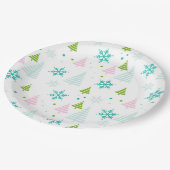 Assiettes En Carton Pink Teal Green Trees Modern Christmas (Angle)