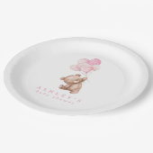 Assiettes En Carton Pink Teddy Bear We Can Bearly Wait Baby Shower (Angle)