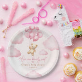 Assiettes En Carton Pink teddy ours fille douche nous pouvons attendre (Fête)