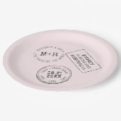 Assiettes En Carton Pink Travel Theme Passeport Stamp Mariage personna (Angle)