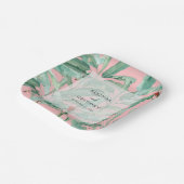 Assiettes En Carton Pink Tropical Banana Palm Feuille Mariage (Angulaire)