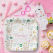 Assiettes En Carton Pink turquoise or petite princesse fille anniversa (Fête)