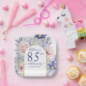 Assiettes En Carton Pink violet Floral God Frame 85e fête d'anniversai (Fête)