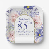 Assiettes En Carton Pink violet Floral God Frame 85e fête d'anniversai (Recto)