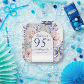 Assiettes En Carton Pink violet Floral God Frame 95e fête d'anniversai (Fête)