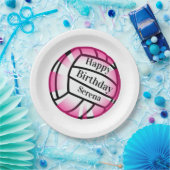 Assiettes En Carton Pink Volleyball Joyeux Anniversaire Custom Paper P (Fête)