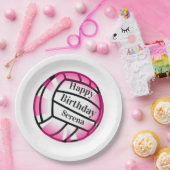 Assiettes En Carton Pink Volleyball Joyeux Anniversaire Custom Paper P (Fête)