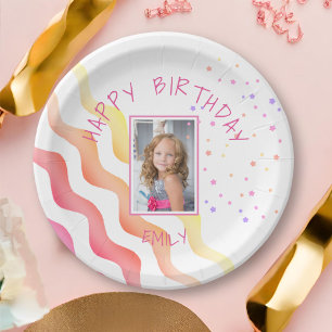 Assiettes En Carton Pink Waves Stars Girl Birthday Party Photo