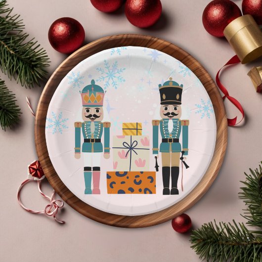 Assiettes En Carton Pink Winter Snowflakes Nutcracker Baby shower