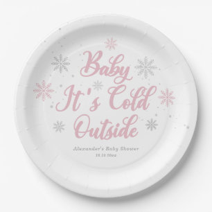 Assiettes En Carton Pink Winter Wonderland Baby shower