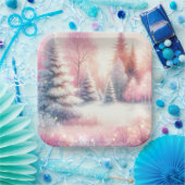 Assiettes En Carton Pink Winter Wonderland Noël (Fête)