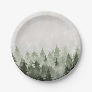 Assiettes En Carton Pins de Forêt Misty