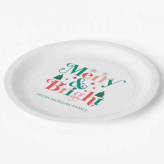 Assiettes En Carton Pins De Neige Joyeux Et Lumineux (Angle)