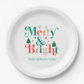 Assiettes En Carton Pins De Neige Joyeux Et Lumineux (Devant)