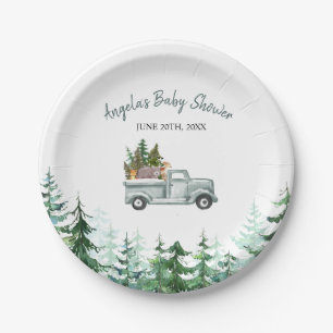 Assiettes En Carton Pins d'hiver Bois Animaux Plates en papier