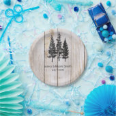 Assiettes En Carton Pins rustiques Bois Mariage campagnard simple (Fête)