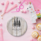 Assiettes En Carton Pins rustiques Bois Mariage campagnard simple (Fête)