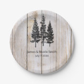 Assiettes En Carton Pins rustiques Bois Mariage campagnard simple (Devant)