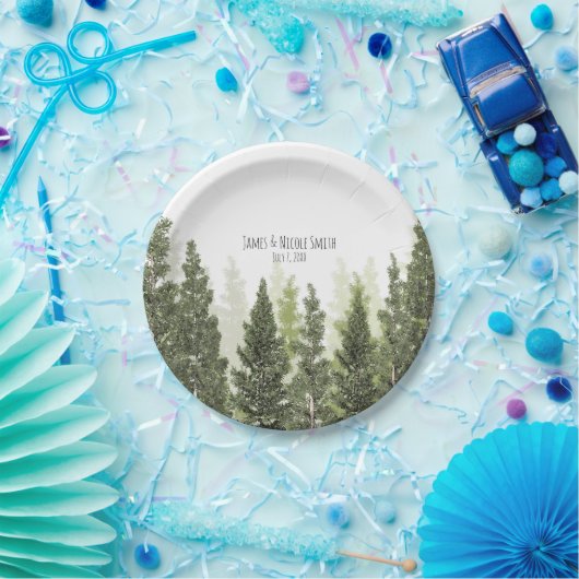 Assiettes En Carton Pins rustiques Mariage campagnard simple (Fête)