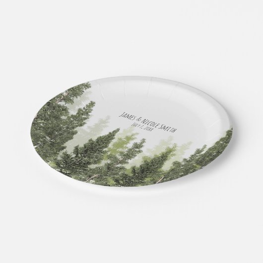 Assiettes En Carton Pins rustiques Mariage campagnard simple (Angle)