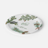 Assiettes En Carton Pins rustiques Mariage de verdure forestière (Angle)