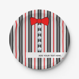Assiettes En Carton Pinstripes Et Cravate Red Bow
