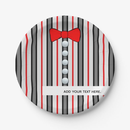 Assiettes En Carton Pinstripes Et Cravate Red Bow (Devant)