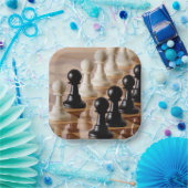 Assiettes En Carton Pions sur le tableau d'échecs (Fête)