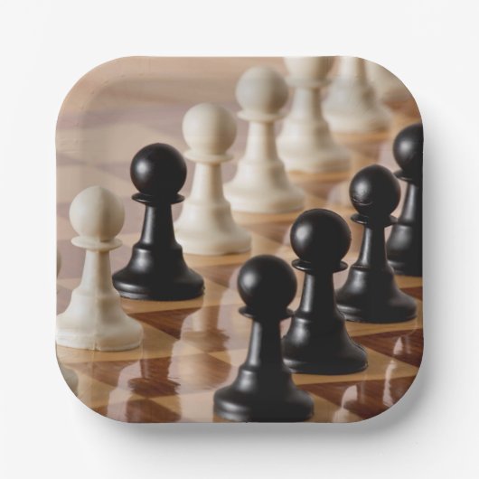 Assiettes En Carton Pions sur le tableau d'échecs (Recto)