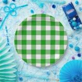 Assiettes En Carton Pique-nique classique vert et blanc En vichy été (Fête)