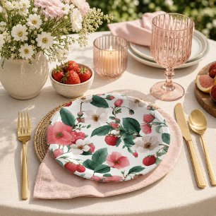 Assiettes En Carton Pique-nique d'été des amoureux de la fraise Cottag