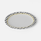 Assiettes En Carton Pique-nique d'été En vichy blanc noir (Angle)