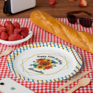 Assiettes En Carton Pique-nique d'été Fleur géométrique