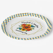 Assiettes En Carton Pique-nique d'été Fleur géométrique (Angle)