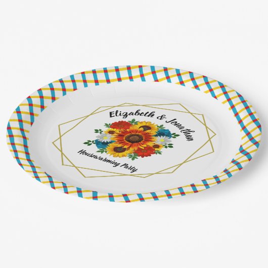 Assiettes En Carton Pique-nique d'été Fleur géométrique (Angle)