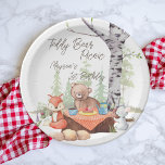 Assiettes En Carton Pique-nique d'ours en peluche boisés animaux fête<br><div class="desc">Teddy ours pique-nique bois animaux fête d'anniversaire personnalisées plaques de nom modèle. Joli thème de fête pour les enfants à jouer dehors.</div>