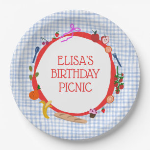 Assiettes En Carton Pique-nique Gingham Fête d'anniversaire moderne CU