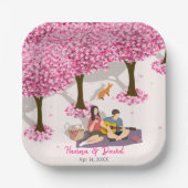 Assiettes En Carton Pique-nique personnalisé sous les fleurs de cerisi (Recto)