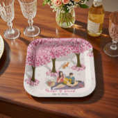Assiettes En Carton Pique-nique personnalisé sous les fleurs de cerisi