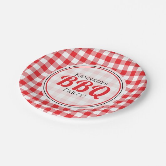 Assiettes En Carton Pique-nique Russe En vichy Rouge (Angle)