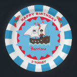 Assiettes En Carton Pirate Birthday Cute Ship Kids Personnalisé<br><div class="desc">Amusement design pour les enfants,  bateau de pirates avec perroquets ; idéal pour les petits et si facile à customiser avec un nom personnel et l'âge pour leur anniversaire</div>