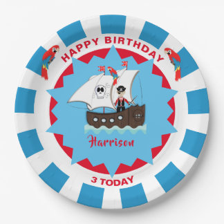 Assiettes En Carton Pirate Birthday Cute Ship Kids Personnalisé 