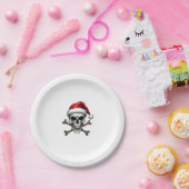Assiettes En Carton Pirate Christmas Skull & Crossbones Santa Hat. Got (Fête)
