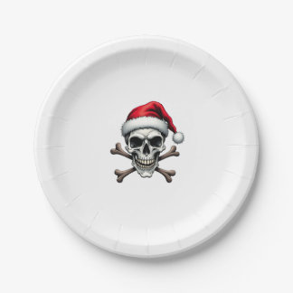 Assiettes En Carton Pirate Christmas Skull & Crossbones Santa Hat. Got