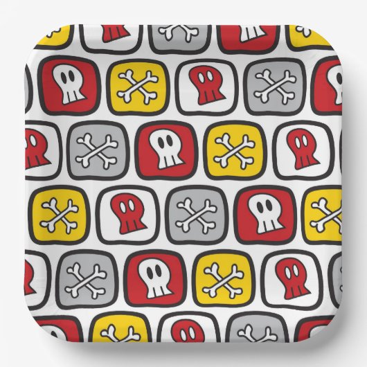 Assiettes En Carton Pirate de dessin animé / Skeleton Skuls & Bones Ha (Recto)