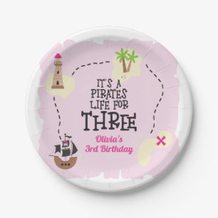 Assiettes En Carton Pirate life for THREE me Rose Birthday