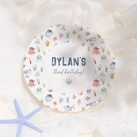 Assiettes En Carton Pirate Ocean Under the Sea Boy Anniversaire